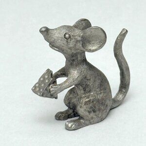 Bee-Line Vintage Pewter Mouse Figurine Miniature 1 1/8" High Collectible Decor
